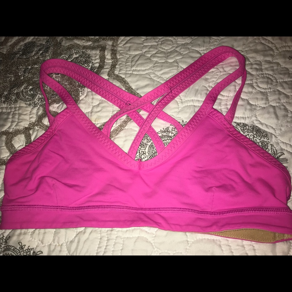 Lululemon Run Bound Bra, Strappy, Neon Pink Size 6